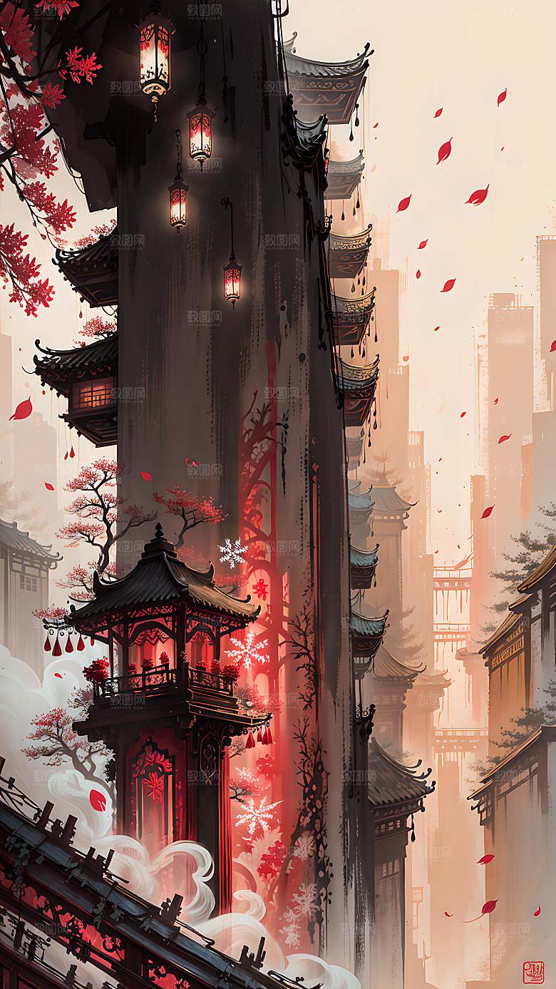 彩色插画自然漫画风元素图片