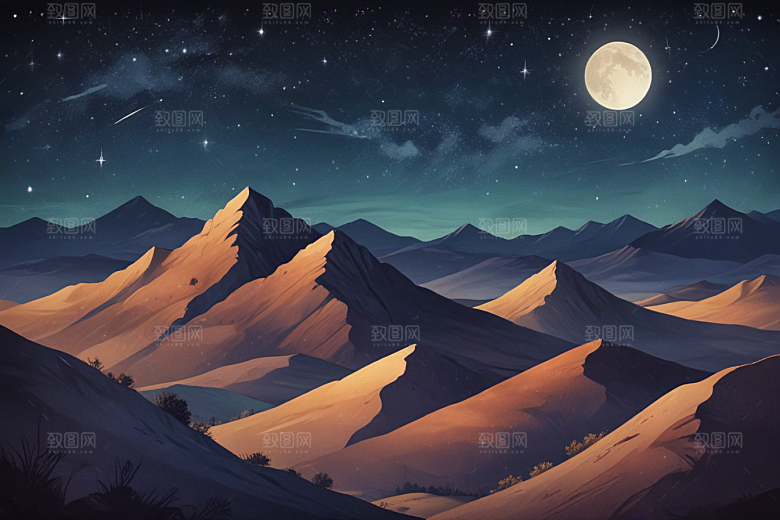 夜晚沙漠星辰图片