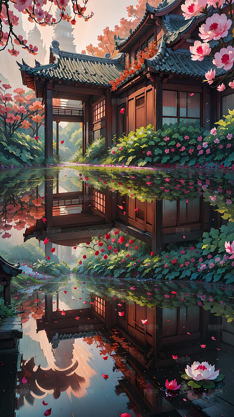 建筑插画自然漫画风元素图片