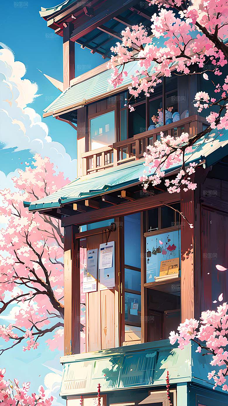 建筑插画自然漫画风元素图片