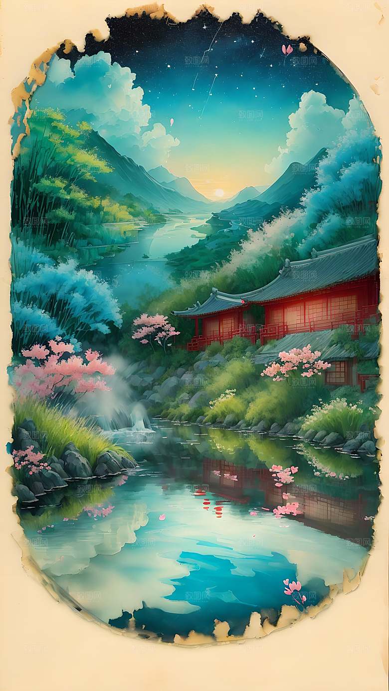 美丽插画自然漫画风元素图片