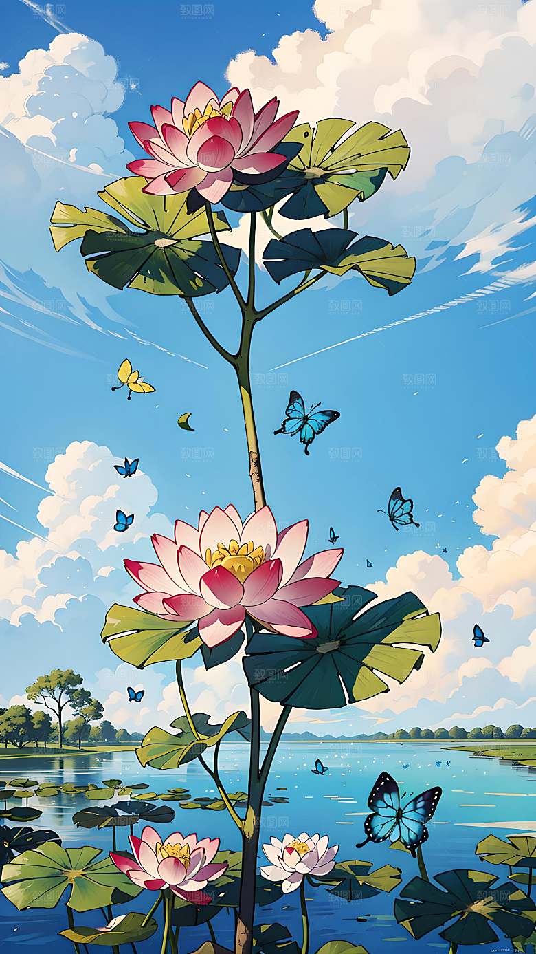 美丽插画自然漫画风元素图片