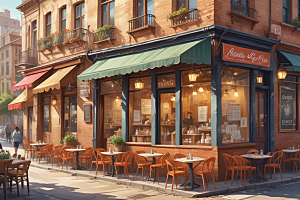欧式复古街角咖啡馆图片