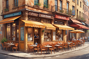 欧式复古街角咖啡馆图片