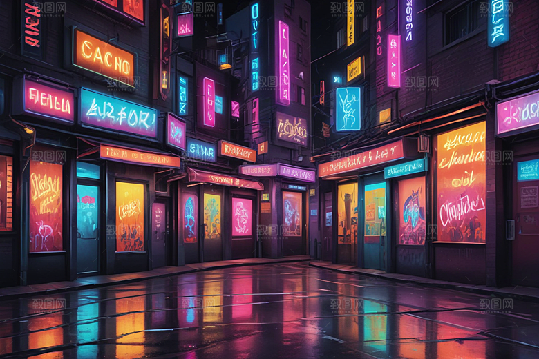 赛博朋克风夜景壁纸图片