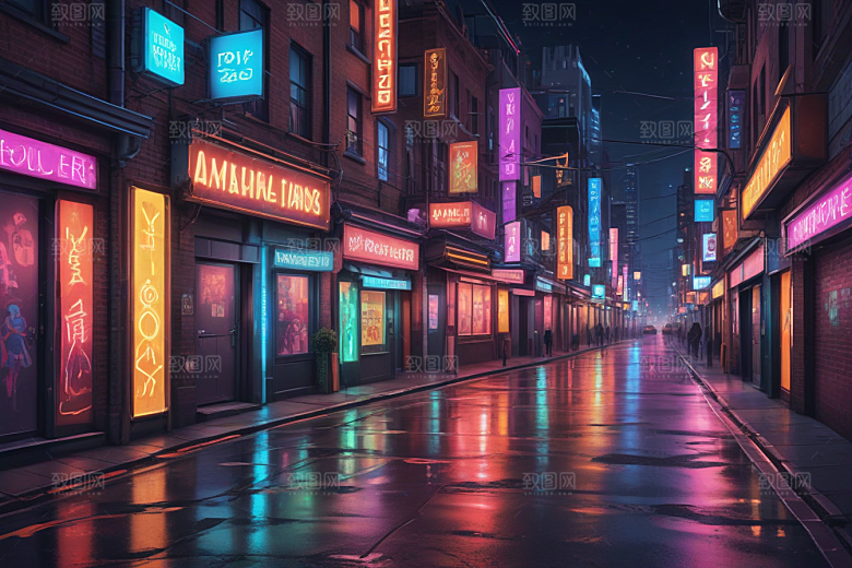 赛博朋克风夜景壁纸图片