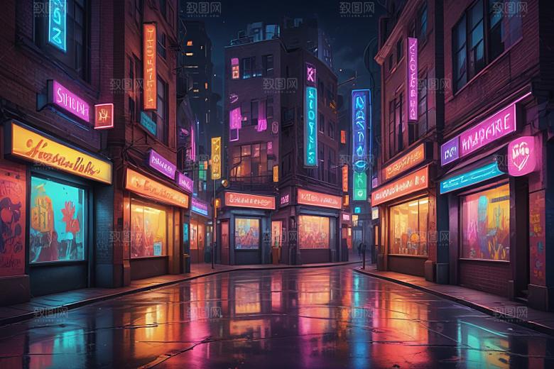 赛博朋克风夜景壁纸图片