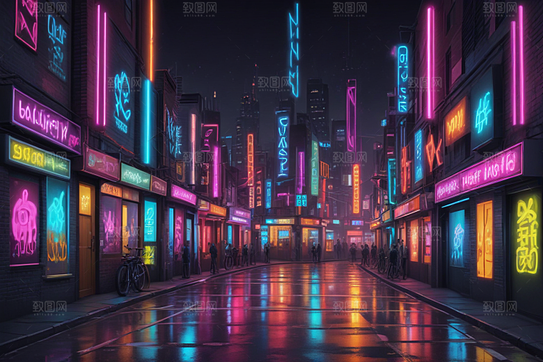 赛博朋克风夜景壁纸图片