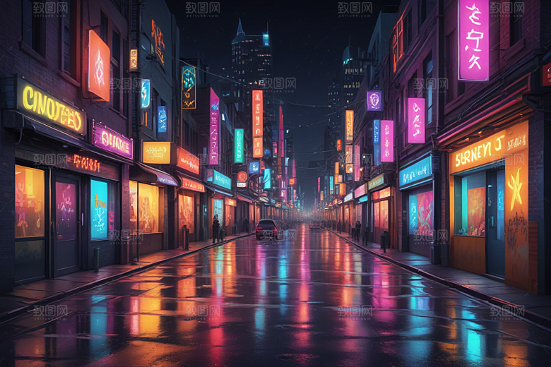 赛博朋克风夜景壁纸图片
