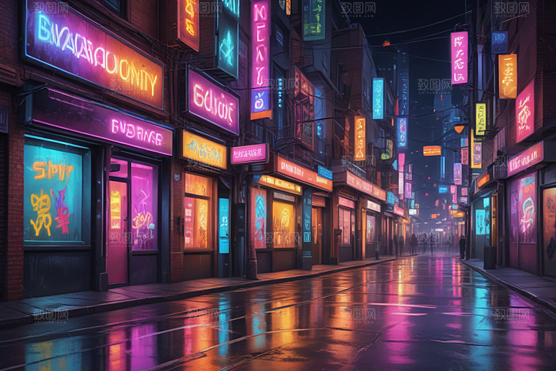 赛博朋克风夜景壁纸图片