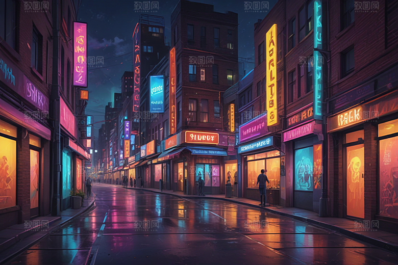 赛博朋克风夜景壁纸图片