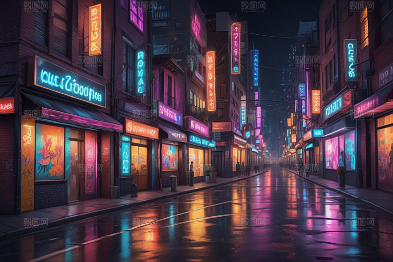 赛博朋克风夜景壁纸图片