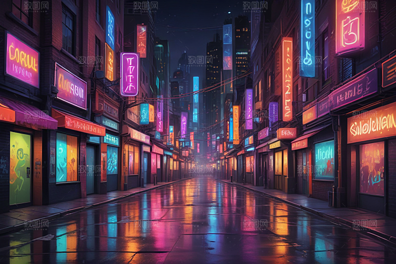 赛博朋克风夜景壁纸图片