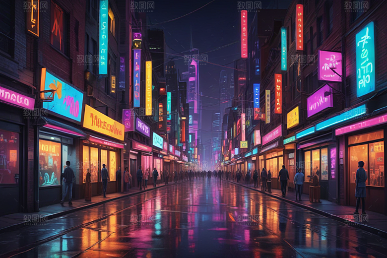 赛博朋克风夜景壁纸图片