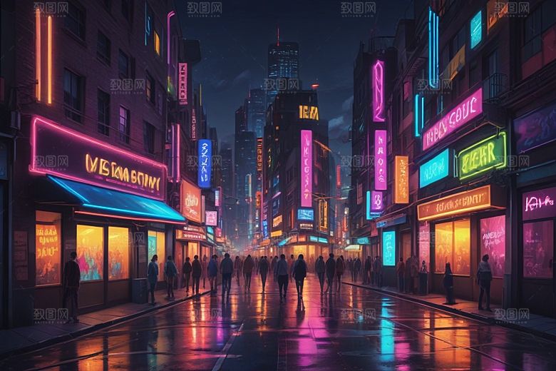 赛博朋克风夜景壁纸图片