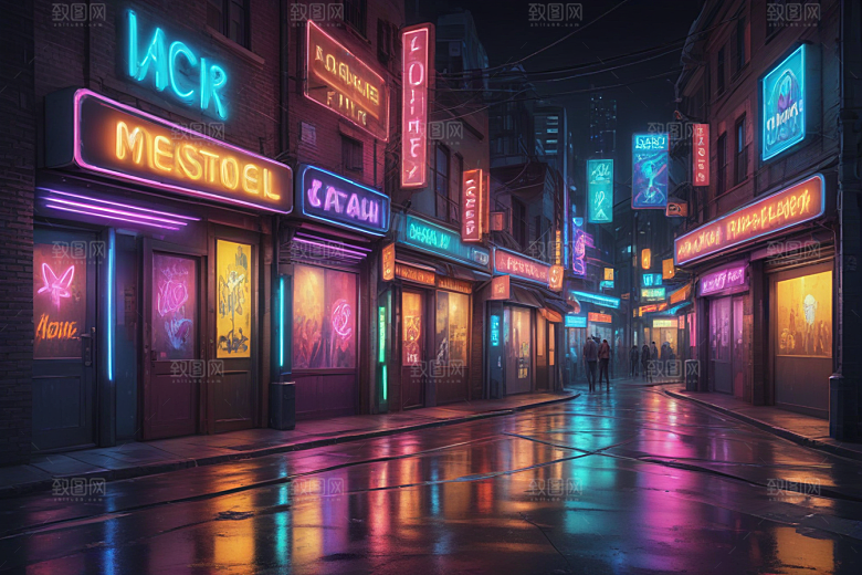 赛博朋克风夜景壁纸图片