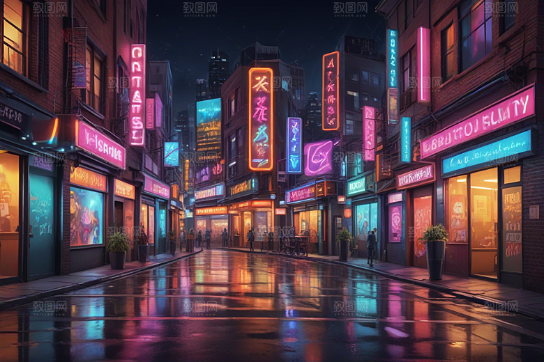 赛博朋克风夜景壁纸图片