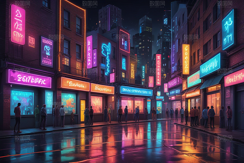 赛博朋克风夜景壁纸图片