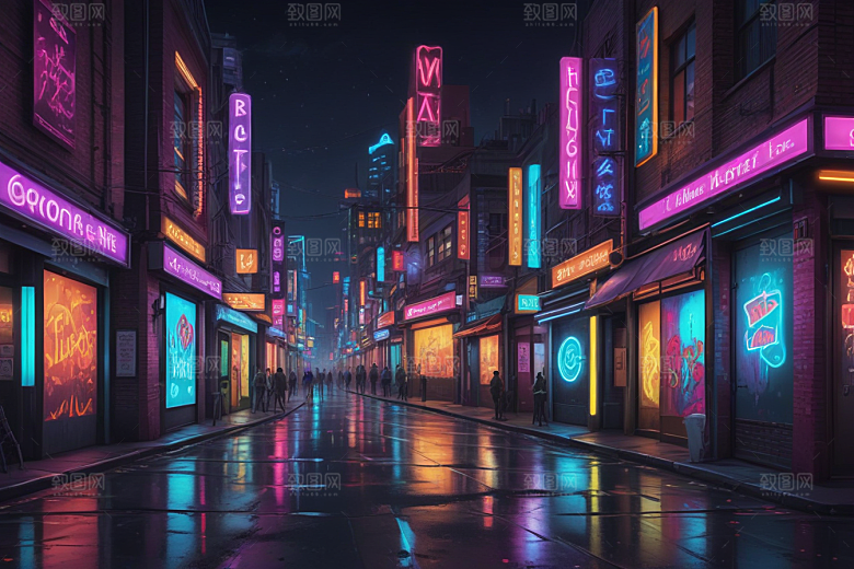 赛博朋克风夜景壁纸图片