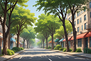 动漫风格的街道风景图片