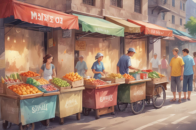 怀旧港风插画展现市井生活气息图片