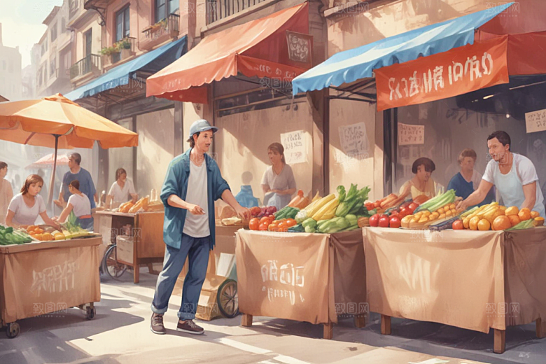 怀旧港风插画展现市井生活气息图片