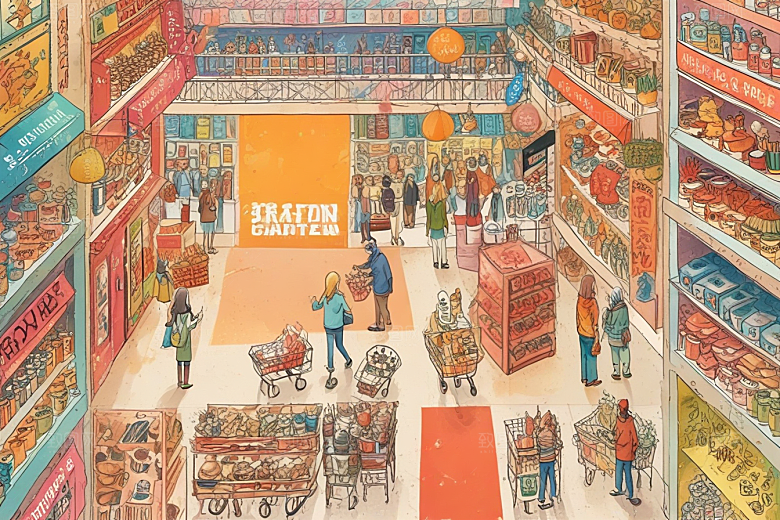 复古怀旧小卖部手绘画图片