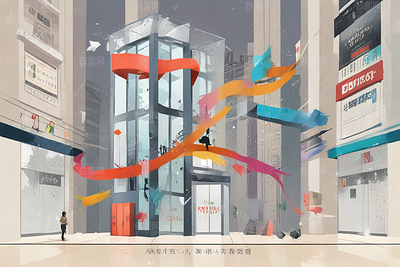 现代都市温馨小巷画作图片