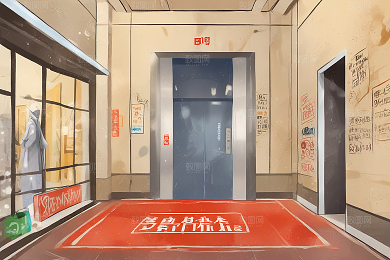 现代都市温馨小巷画作图片