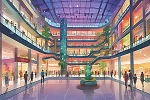 未来科技·商场插画图片