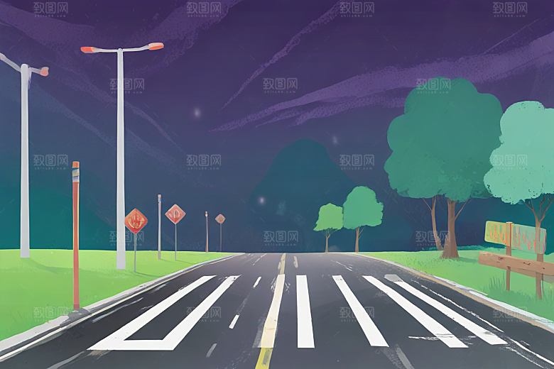 彩色建筑下的街道分界线图片