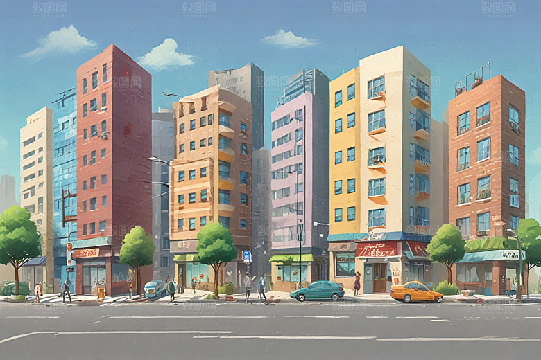 城市建筑与道路的和谐布局图片