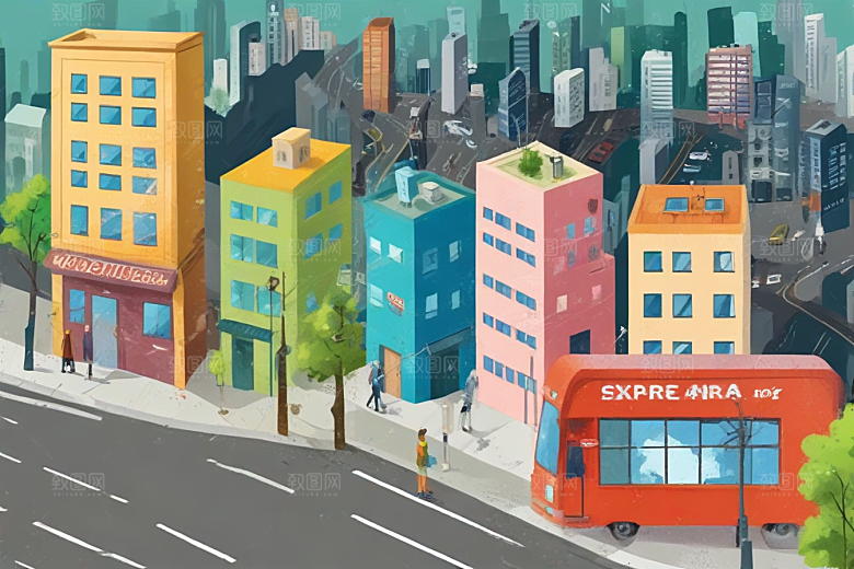 城市建筑与道路的和谐布局图片