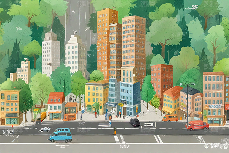 城市建筑与道路的和谐布局图片