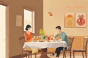 浪漫情侣餐厅 情意绵绵共餐时图片