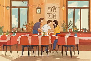 浪漫情侣餐厅 情意绵绵共餐时图片