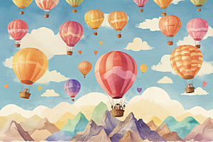 标题：爱情热气球，浪漫之旅起飞图片