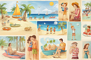 标题：沙滩度假时光：情侣共享浪漫时刻图片