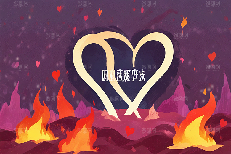 情人节专属定制火焰之心表演图片
