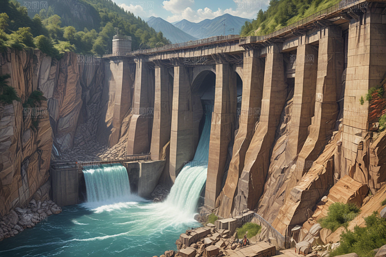 水电站建设壮观景象图片