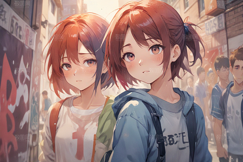 动漫女孩齐刘海汗水紧张气氛图片