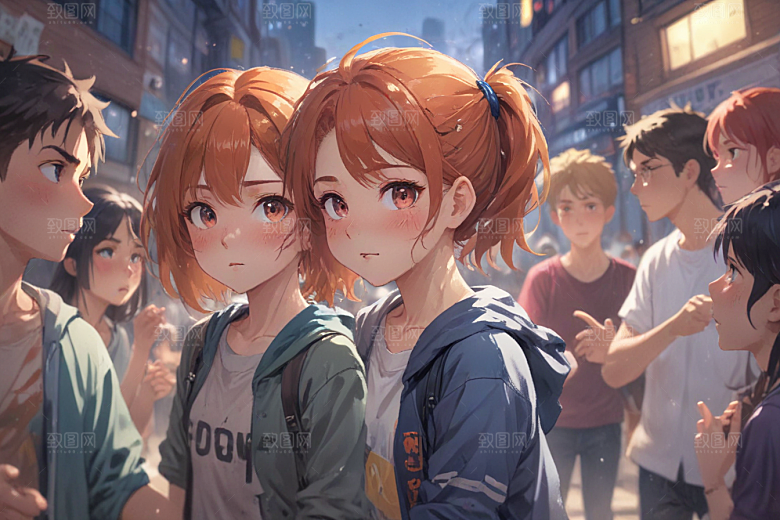 动漫女孩齐刘海汗水紧张气氛图片