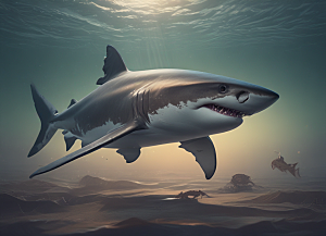 深海猎食者大白鲨图片