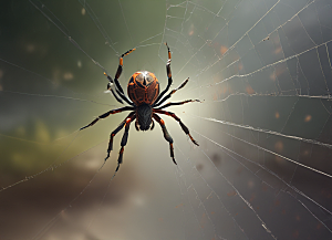 恐怖蜘蛛入侵夜幕森林图片