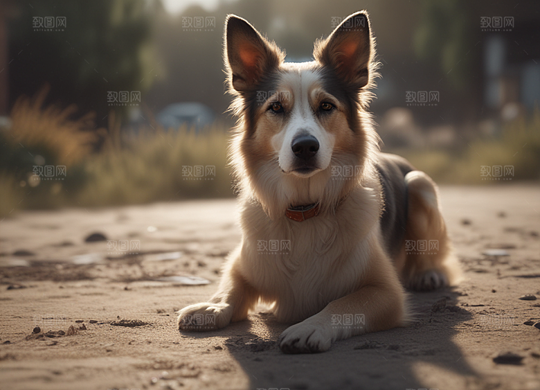 忠诚伙伴狗狗写实画卷图片