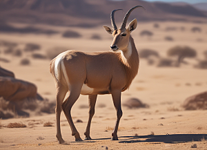 羚羊在沙漠中的写照图片