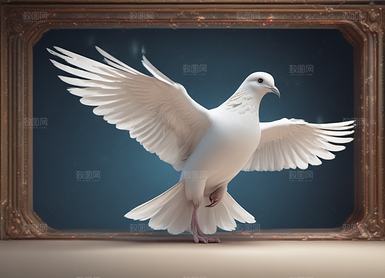 古画中的和平使者插画图片
