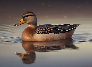 宁静湖水中的优雅鸭子图片