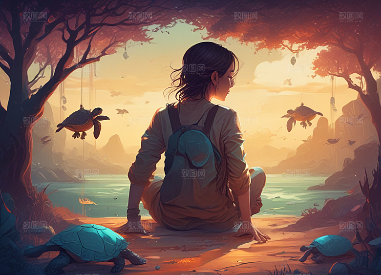 少年与海龟的奇幻之旅图片