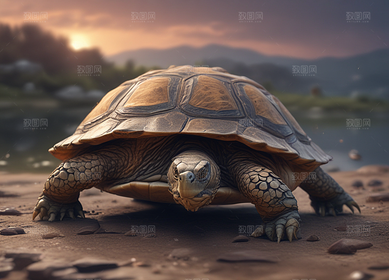 远古甲鱼现身沙滩图片